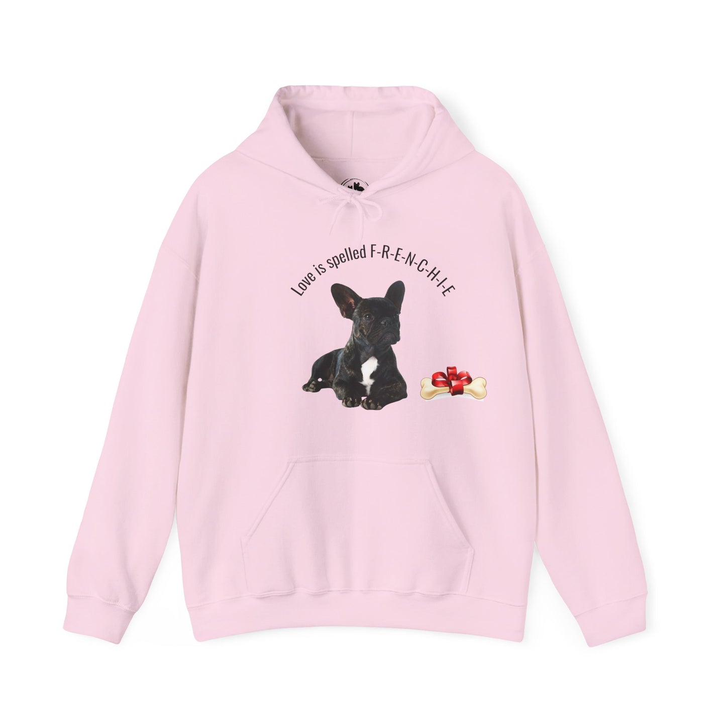 Love is Spelled F-R-E-N-C-H-I-E Hoodie - French Bulldog Sweatshirt